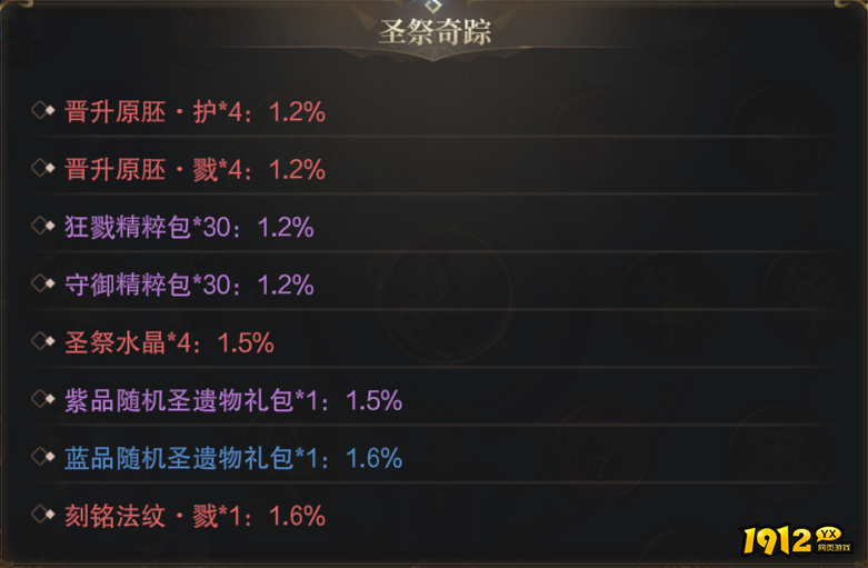 1912yx《神域纪元高爆版》概率公示